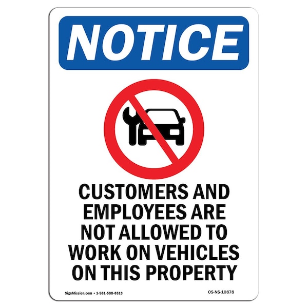 Safety Sign, OSHA Notice, 24" Height, Aluminum, Customers And Employees Sign With Symbol, Portrait
